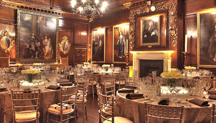 The State Apartments at the Royal Hospital Chelsea - laid out for a lavish reception dinner.