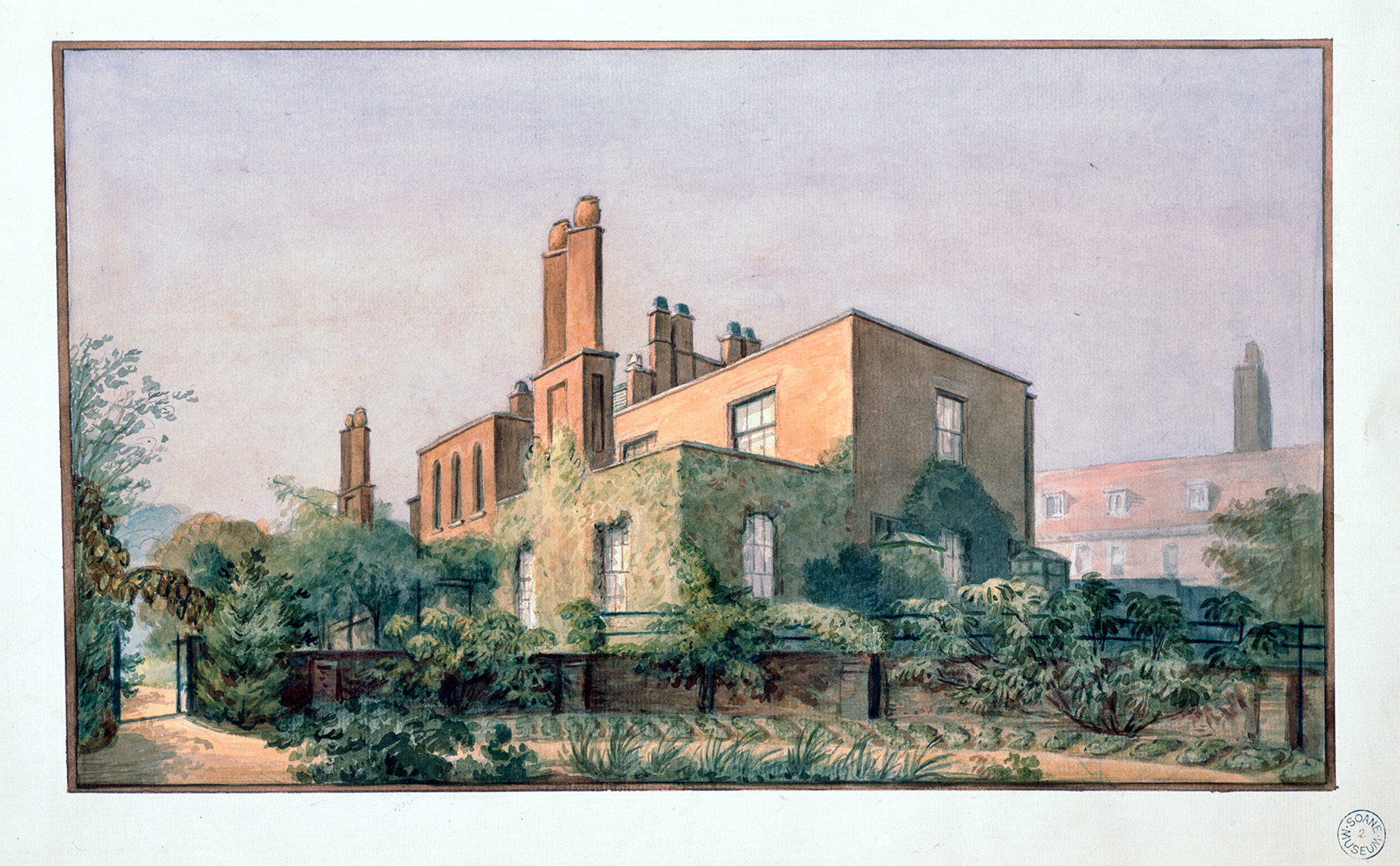 ‘View of the south and east fronts of the Clerk of Works' House,’ c. 1830s, by C J Richardson.