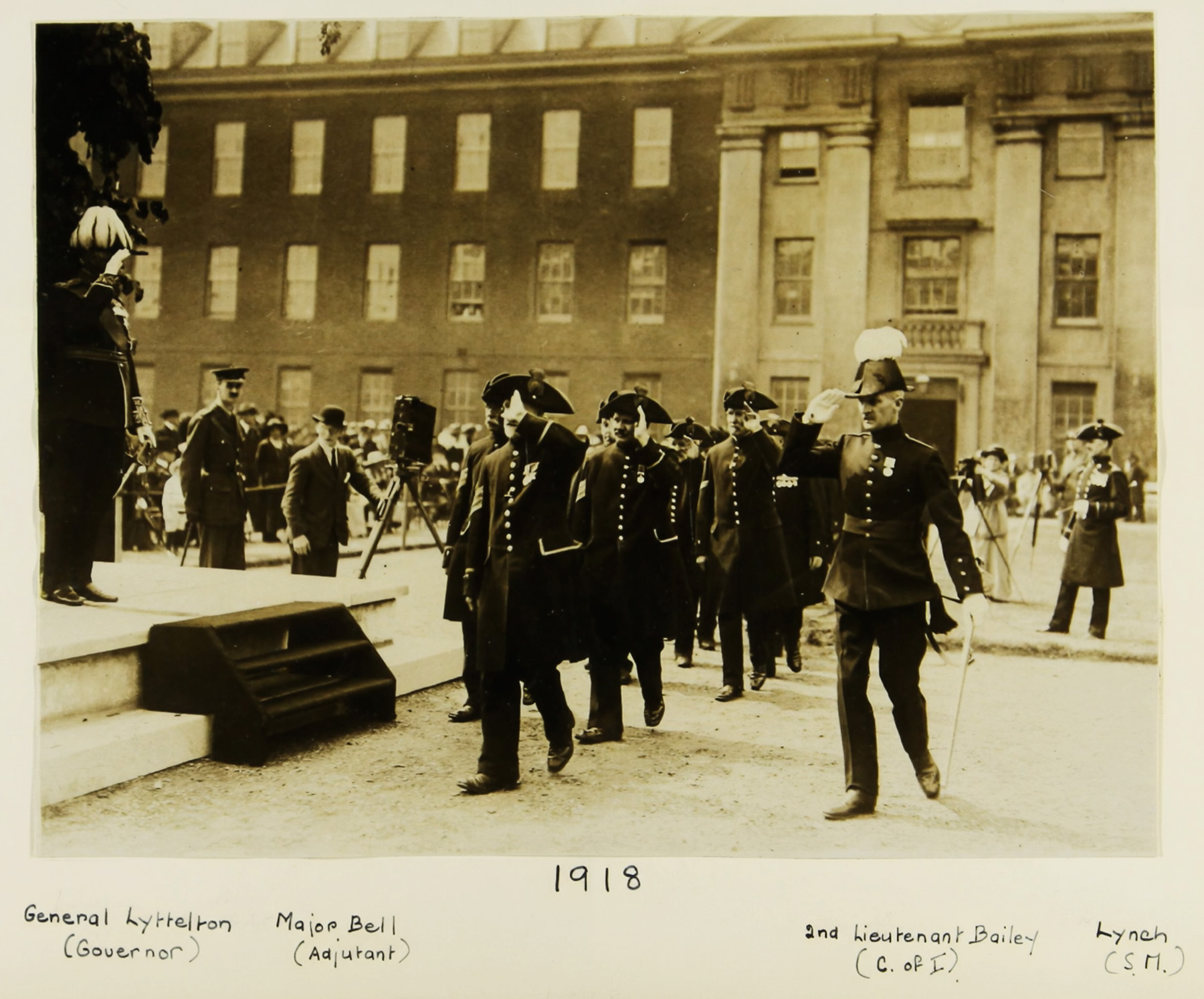 Captain Geoffrey Bailey on parade on Founder’s Day, 1918