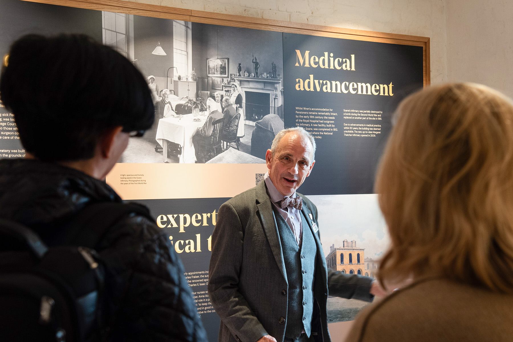 Staff welcome guests to the Chelsea Pensioners Museum at the Soane Stable Yard