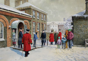 Painting of the view of college court