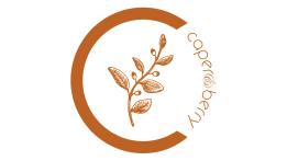 Caper & Berry Logo - a orange C and logo text  surrounding an orange plant