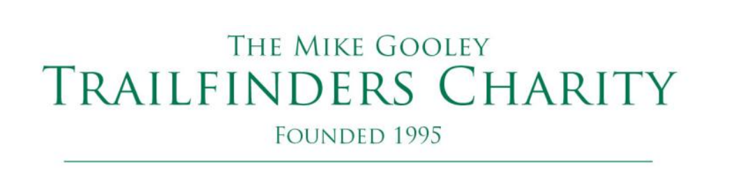 The Logo of the Mike Gooley Trailfinders Charity, featuring green text on a white background. 