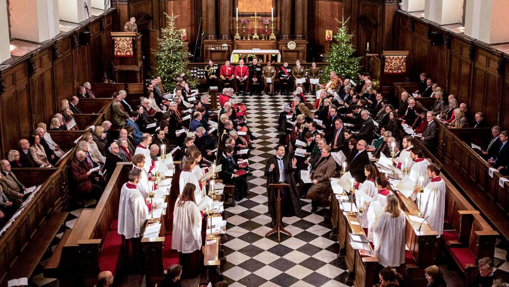 A festive Christmas service taking place at the Wren Chapel - Royal Hospital Chelsea