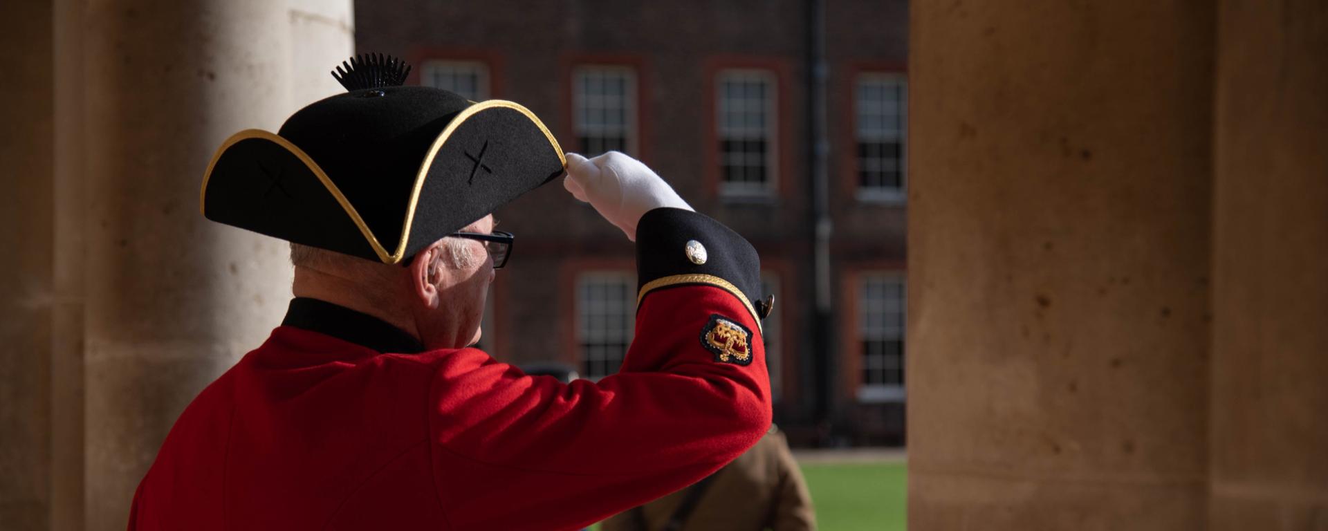 Chelsea Pensioners Salutes at The Royal Hospital Chelsea