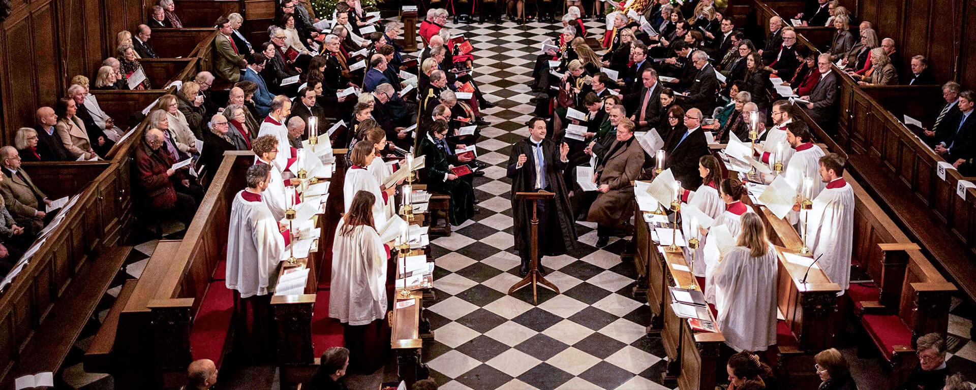 A festive Christmas service taking place at the Wren Chapel - Royal Hospital Chelsea