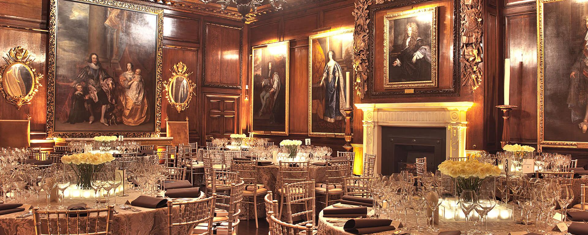 The State Apartments at the Royal Hospital Chelsea - laid out for a lavish reception dinner.
