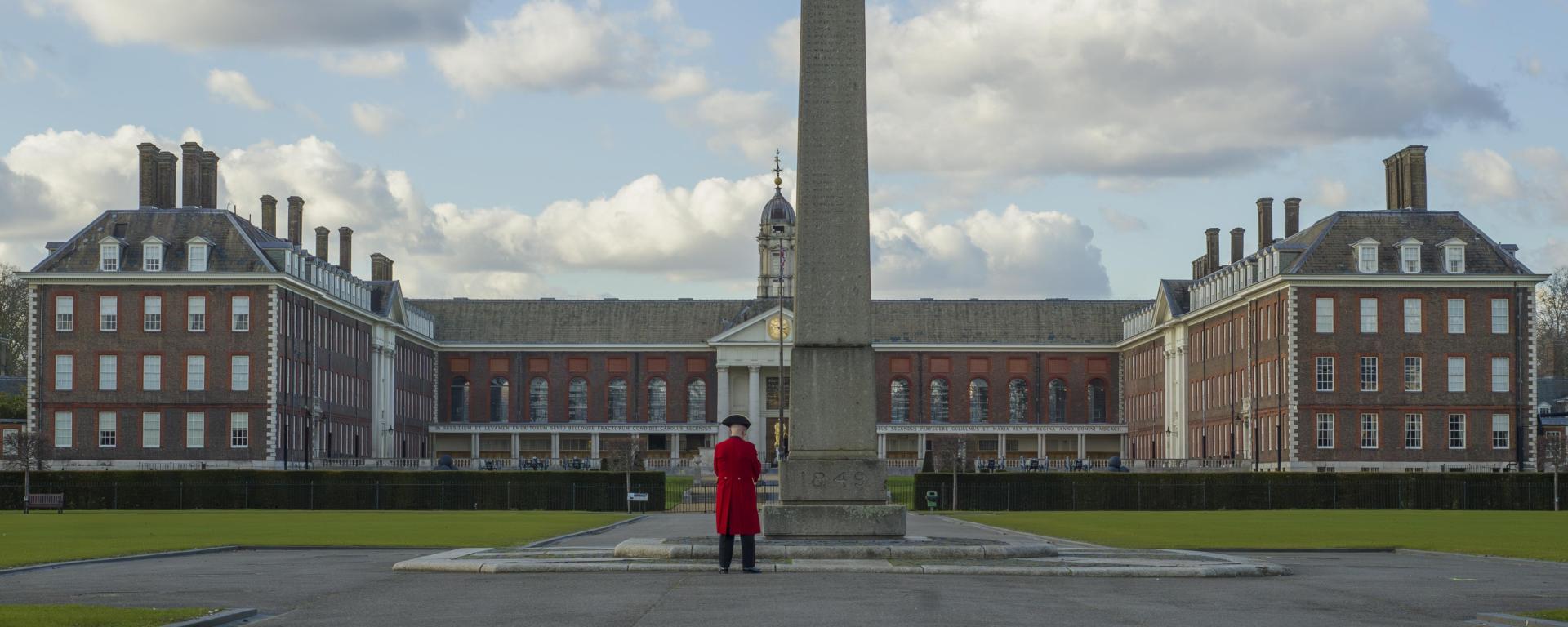 An image of the Royal Hospital Chelsea taken from the South Grounds