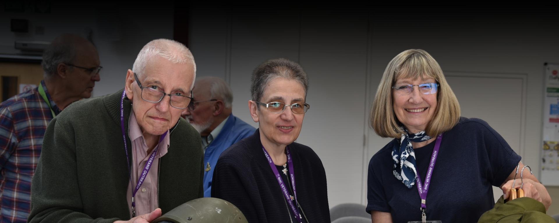 An image of three people taking part in a Veterans Outreach activity at Royal Hospital Chelsea