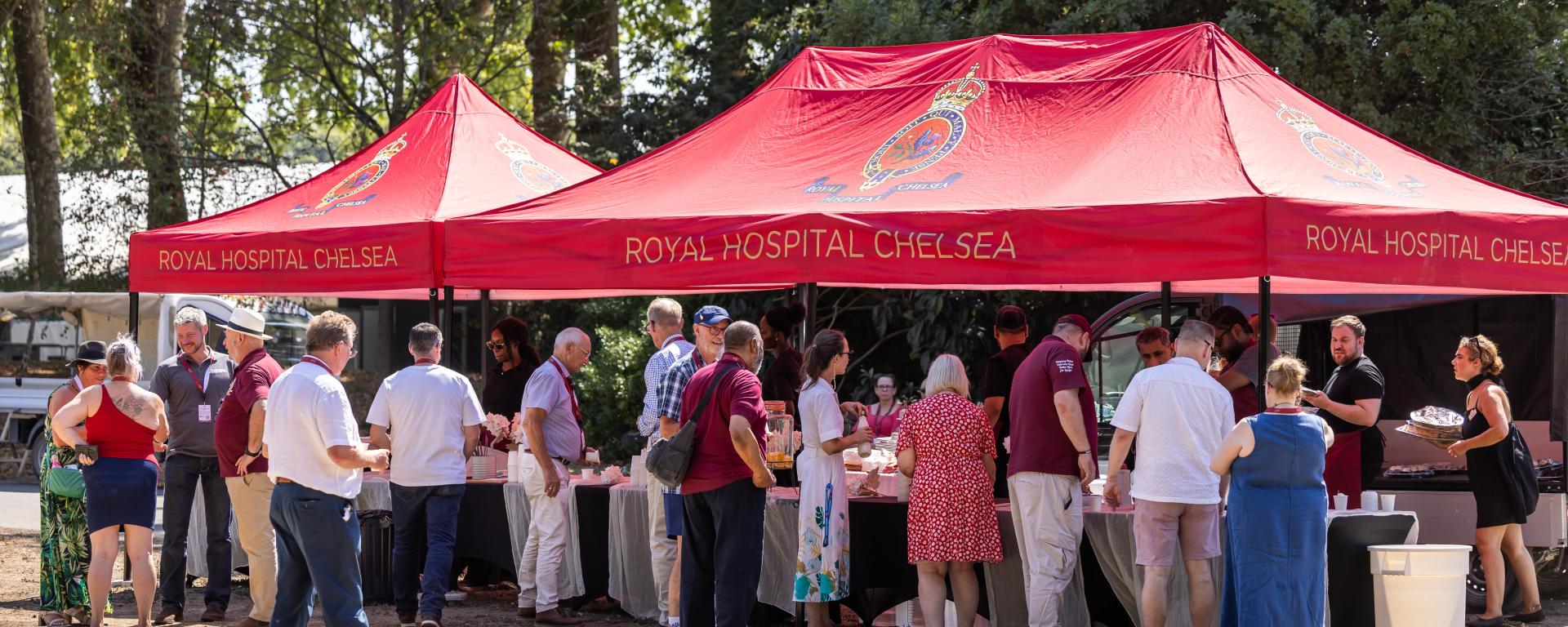 A marquee at the 2026 Chelsea Pensioners Veterans Outreach Picnic at Royal Hospital Chelsea