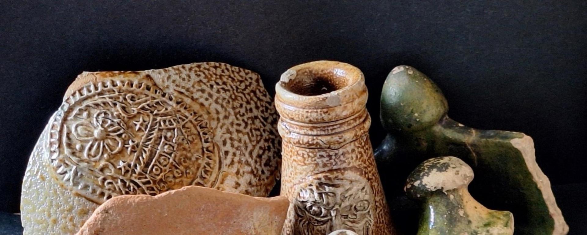 An image of various pottery items featured in the Mudlarking event at Royal Hospital Chelsea