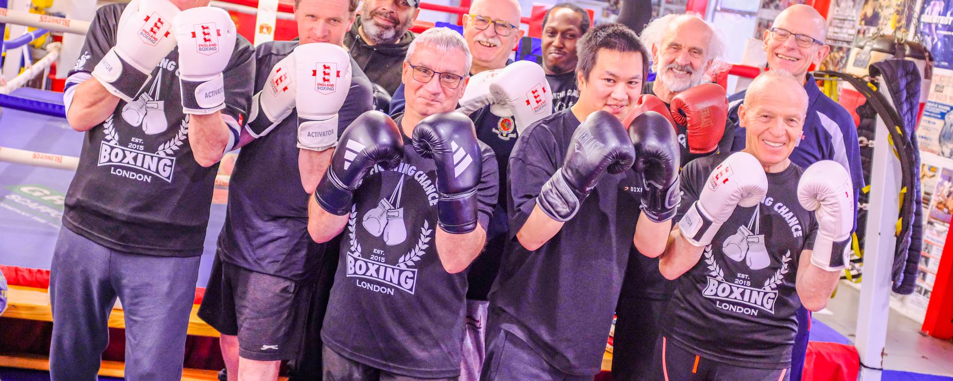 Image of Chelsea Pensioner boxers, taking part in The Fighting Chance Veterans Outreach events. 