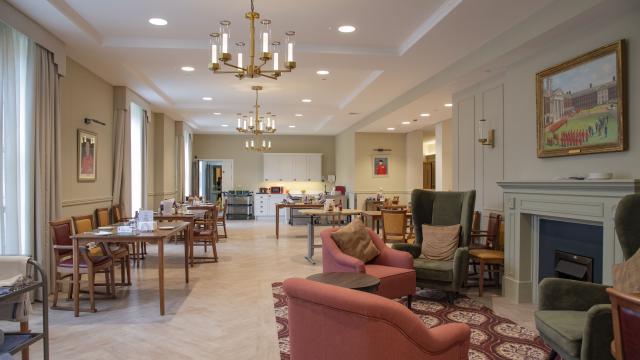 Lounge area with armchairs and tables