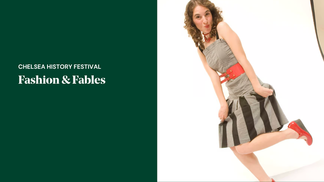 Anna Conomos-Wedlock promoting Fashion & Fables at the Chelsea History Festival, a storytelling event exploring fashion, folklore and history.