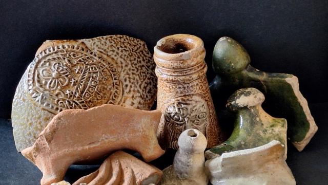 An image of various pottery items featured in the Mudlarking event at Royal Hospital Chelsea