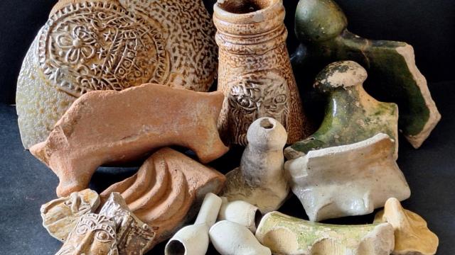 An image of various pottery items featured in the Mudlarking event at Royal Hospital Chelsea